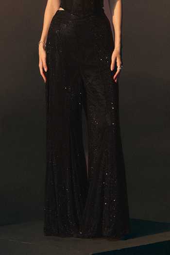 Buy_ANGAD SINGH_Black Net Sweetheart Neck Onyx Sequined Soft Top And Sharara Set _Online_at_Aza_Fashions