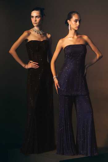 Shop_ANGAD SINGH_Black Net Sweetheart Neck Onyx Sequined Soft Top And Sharara Set 