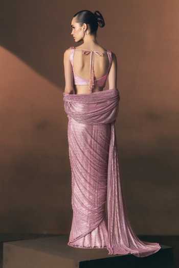 ANGAD SINGH Coral Soft Net Saree & Blouse