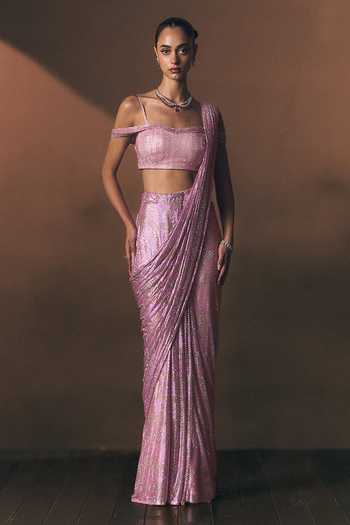 ANGAD SINGH Marigold Soft Net Saree & Blouse Set 