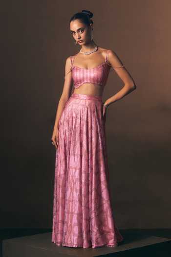 ANGAD SINGH Peony Soft Net Lehenga & Blouse Set