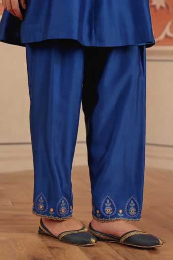 Buy Dohr India Blue Silk, Cotton, Chanderi, Organza V-neck Zora Kurta Set Online at Aza Fashions Buy_Dohr India_Blue Silk, Cotton, Chanderi, Organza V-neck Zora Kurta Set _Online_at_Aza_Fashions