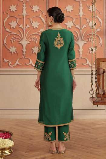 Dohr India Veera Mirror Work Silk Chanderi Kurta Set 