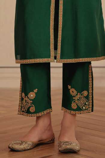 Buy Dohr India Emerald Green Silk, Chanderi, Cotton V-neck Veera Mirror Work Kurta Set Online at Aza Fashions Buy_Dohr India_Emerald Green Silk, Chanderi, Cotton V-neck Veera Mirror Work Kurta Set _Online_at_Aza_Fashions