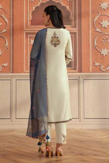 Dohr India Veera Silk Chanderi Mirror Work Kurta Set 