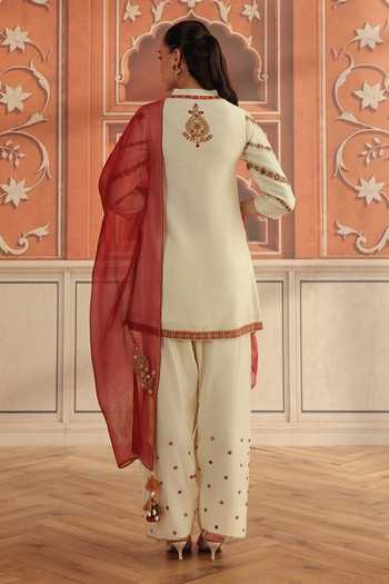 Dohr India Rasa Mirror Work Silk Chanderi Kurta Set 