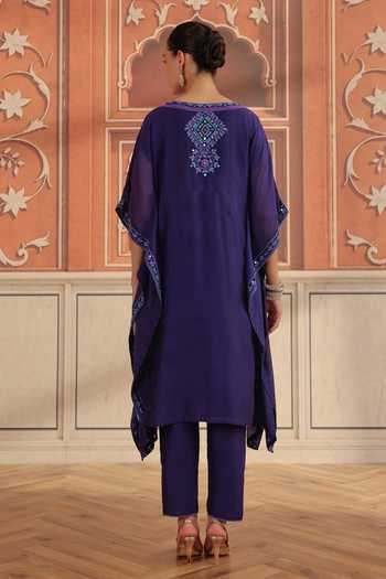 Dohr India Maheen Mul Chanderi Kaftan & Pant Set 