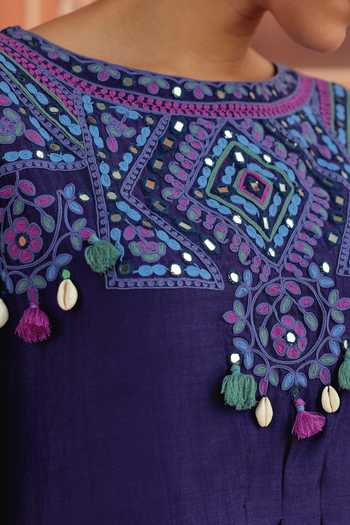 Shop Dohr India Purple Silk, Cotton, Chanderi Boat Neck Maheen Mul Kaftan And Pant Set Online at Aza Fashions Shop_Dohr India_Purple Silk, Cotton, Chanderi Boat Neck Maheen Mul Kaftan And Pant Set _Online_at_Aza_Fashions