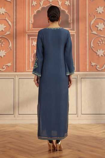 Dohr India Zeva Embroidered Mul Chanderi Kaftan 