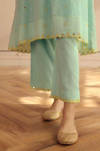 Shop Dohr India Blue Jacquard, Cotton, Silk V-neck Avena Kurta Set Online at Aza Fashions Shop_Dohr India_Blue Jacquard, Cotton, Silk V-neck Avena Kurta Set _Online_at_Aza_Fashions