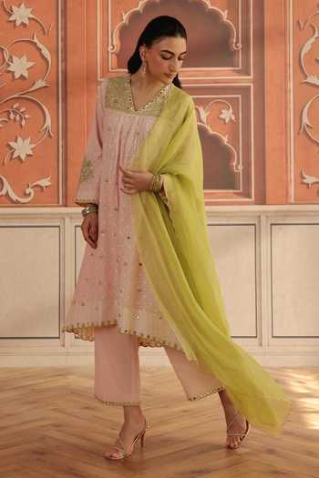 Dohr India Avena Jacquard Cotton Blend Kurta Set 