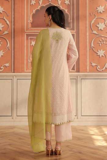 Dohr India Avena Jacquard Cotton Blend Kurta Set 
