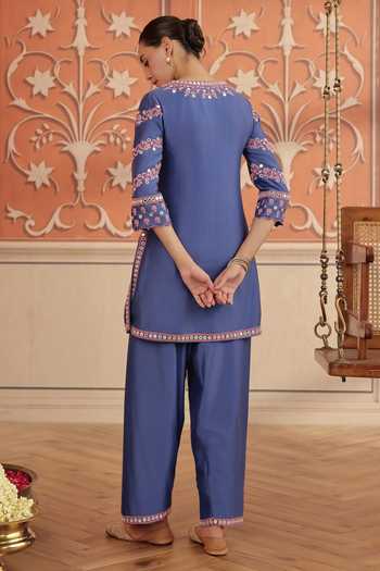 Dohr India Arushi Silk Chanderi & Organza Stripe Kurta Set 