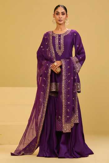 Esha Koul Purple Chanderi Kurta Sharara Set
