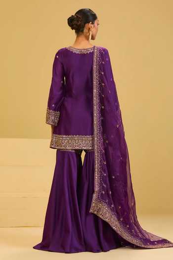 Esha Koul Purple Chanderi Kurta Sharara Set
