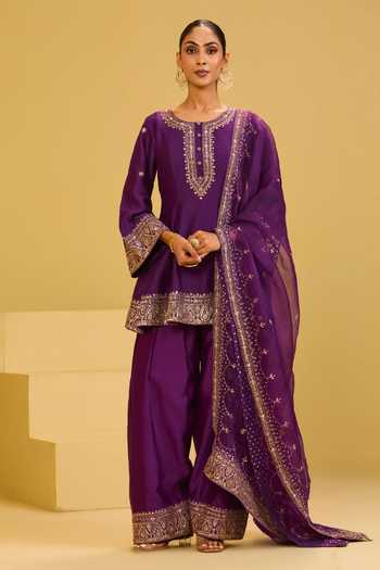 Esha Koul Purple Peplum Kurta Set