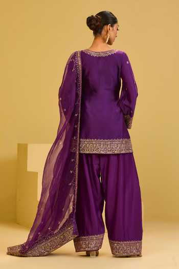 Esha Koul Purple Peplum Kurta Set