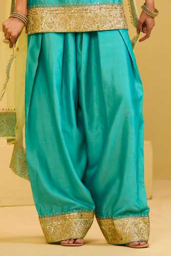 Buy Esha Koul Sky Blue Organza, Chanderi, Crepe Square Neck Kurta Salwar Set Buy_Esha Koul_Sky Blue Organza, Chanderi, Crepe Square Neck Kurta Salwar Set