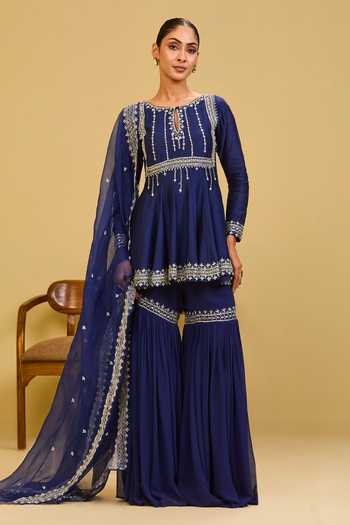 Esha Koul Embroidered Peplum Kurta & Sharara Set