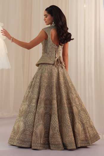 K&A By Karishma and Ashita Embroidered Corset & Lehenga Set 