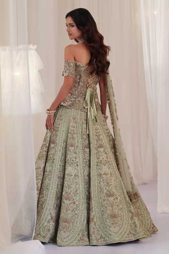 K&A By Karishma and Ashita Hand Embellished Corset Lehenga Set 