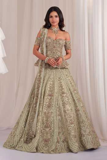 K&A By Karishma and Ashita Hand Embellished Corset Lehenga Set 