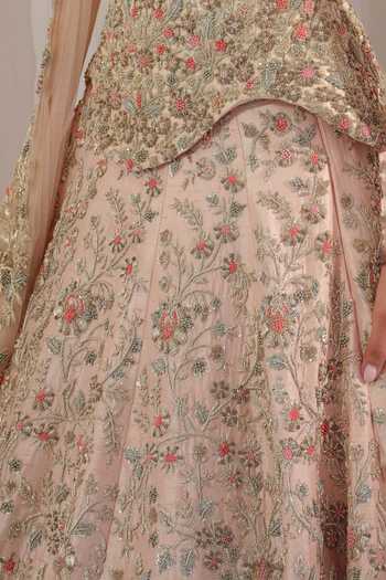 Buy K&A By Karishma and Ashita Pink Silk Embroidery, Sequins, Zari, Metallic Thread Raw Corset Lehenga Set Online at Aza Fashions Buy_K&A By Karishma and Ashita_Pink Silk Embroidery, Sequins, Zari, Metallic Thread Raw Corset Lehenga Set _Online_at_Aza_Fashions
