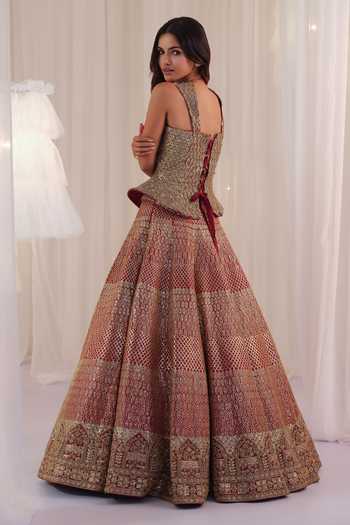 K&A By Karishma and Ashita Raw Silk Embroidered Lehenga Set 