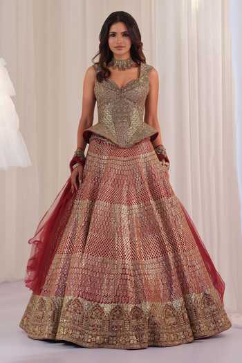 K&A By Karishma and Ashita Raw Silk Embroidered Lehenga Set 