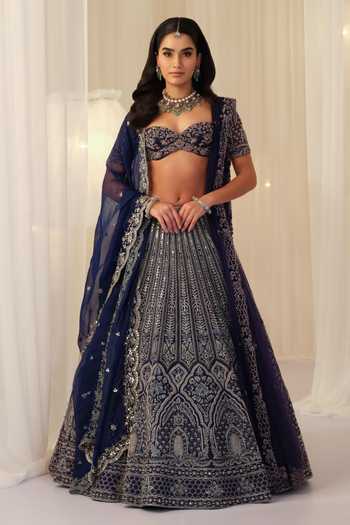 K&A By Karishma and Ashita Hand Embellished Raw Silk Lehenga Set 