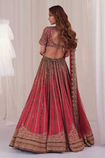 K&A By Karishma and Ashita Raw Silk Embroidered Lehenga Set 
