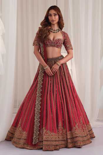 K&A By Karishma and Ashita Raw Silk Embroidered Lehenga Set 