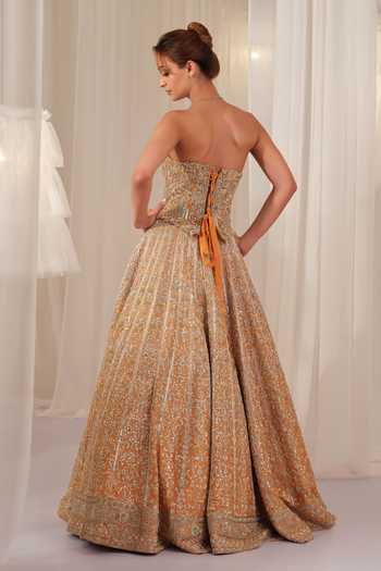 K&A By Karishma and Ashita Raw Silk Embellished Lehenga Set 