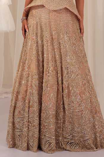 Shop K&A By Karishma and Ashita Pink Net Embroidery, Sequins, Beads, Embellished Peplum Corset Lehenga Set Online at Aza Fashions Shop_K&A By Karishma and Ashita_Pink Net Embroidery, Sequins, Beads, Embellished Peplum Corset Lehenga Set _Online_at_Aza_Fashions