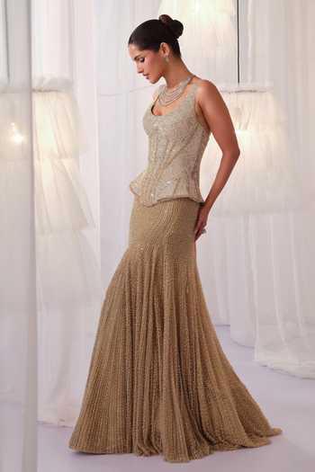 K&A By Karishma and Ashita Hand Embroidered Corset & Skirt Set 