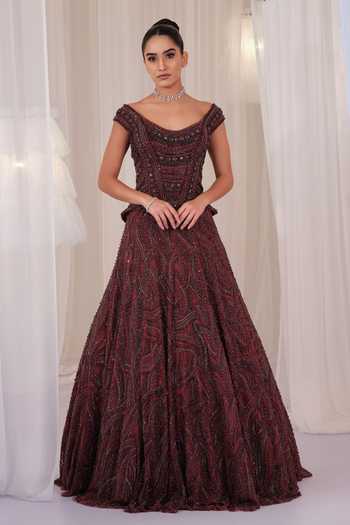 K&A By Karishma and Ashita Hand Embellished Corset & Lehenga Set 