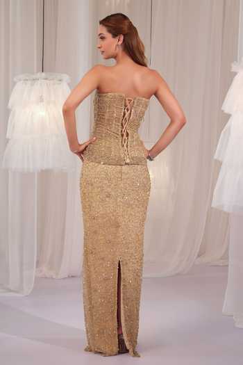 K&A By Karishma and Ashita Hand Embellished Corset & Skirt Set 
