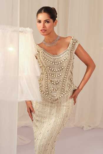 Buy K&A By Karishma and Ashita White Net Sequins, Stones, Crystals Embellished Corset And Beaded Skirt Set Online at Aza Fashions Buy_K&A By Karishma and Ashita_White Net Sequins, Stones, Crystals Embellished Corset And Beaded Skirt Set _Online_at_Aza_Fashions