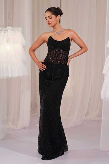 K&A By Karishma and Ashita Hand Embellished Corset With Skirt 