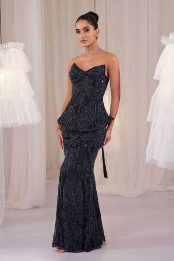 Buy K&A By Karishma and Ashita Blue Net Beads, Crystals Sweetheart Neck Embellished Corset And Skirt Set Online at Aza Fashions Buy_K&A By Karishma and Ashita_Blue Net Beads, Crystals Sweetheart Neck Embellished Corset And Skirt Set _Online_at_Aza_Fashions