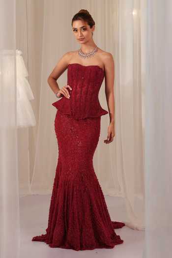 K&A By Karishma and Ashita Embroidered Corset & Skirt Set 