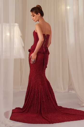K&A By Karishma and Ashita Embroidered Corset & Skirt Set 