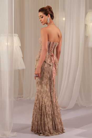 K&A By Karishma and Ashita Embellished Corset & Skirt Set 