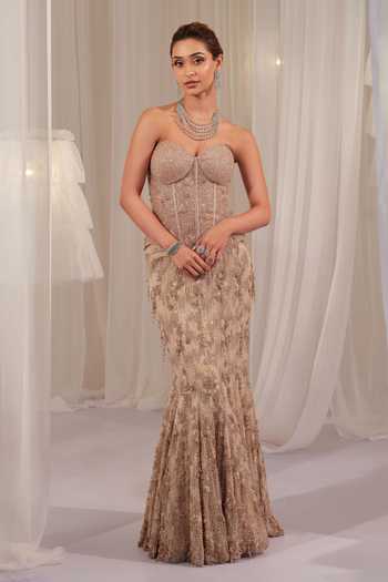 K&A By Karishma and Ashita Embellished Corset & Skirt Set 