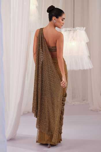 K&A By Karishma and Ashita Embellished Pre-Draped Saree With Blouse 
