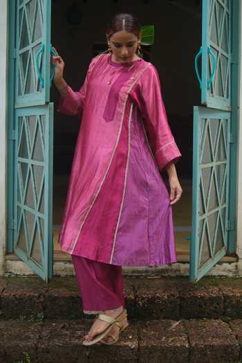 Myoho Patchwork Embroidered Kurta & Pant Set 