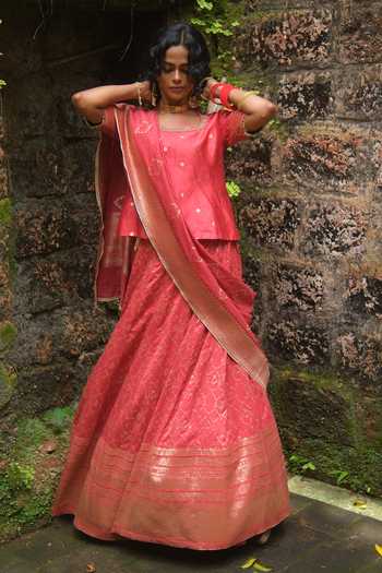 Myoho Embroidered Brocade Skirt Set 