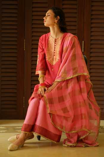 Myoho Embroidered Kurta Palazzo Set