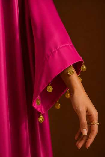 AFRIYA Multicolor Satin, Organza, Chanderi Silk Round Ombre Embroidered Kaftan And Pant Set Online at Aza Fashions AFRIYA_Multicolor Satin, Organza, Chanderi Silk Round Ombre Embroidered Kaftan And Pant Set _Online_at_Aza_Fashions