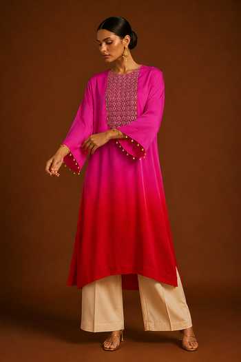 AFRIYA Ombre Embroidered Kaftan & Pant Set